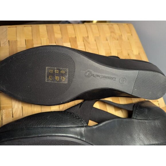 L'Amour Des Pieds Black Leather Mary Jane Shoe Wedge Women 9.5 Comfort Slip On - Picture 14 of 16
